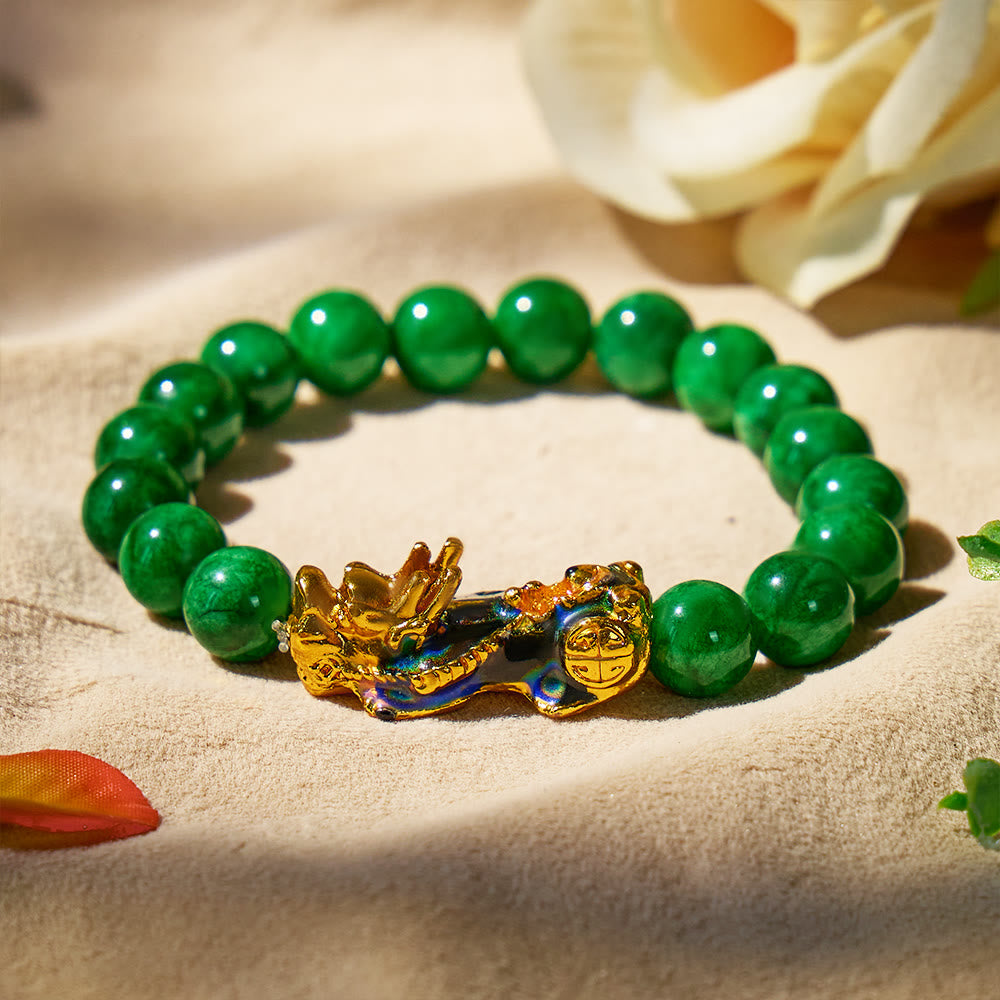 FuAttract Harmony of Fortune Bracelet –  Cyan Jade With FengShui Pixiu - 10mm - image 0