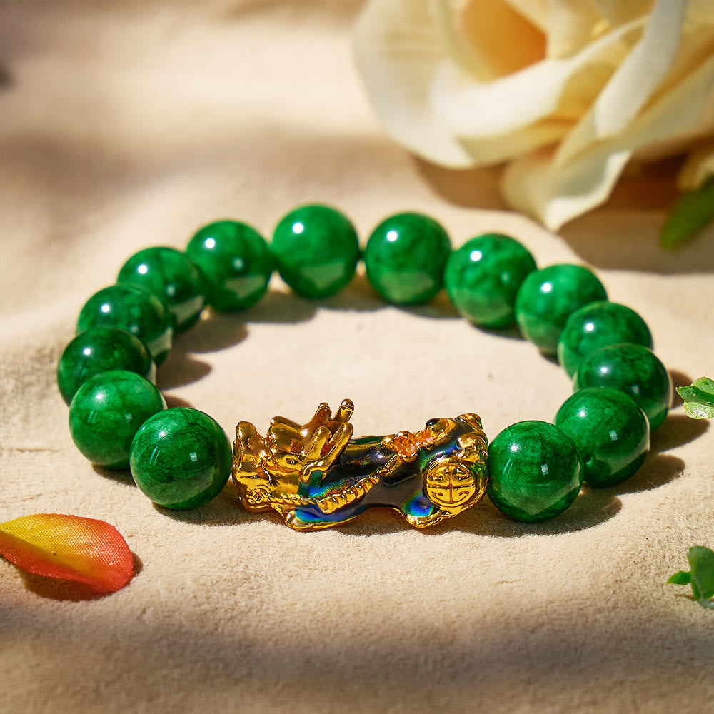 FuAttract Harmony of Fortune Bracelet –  Cyan Jade With FengShui Pixiu - 12mm - image 10