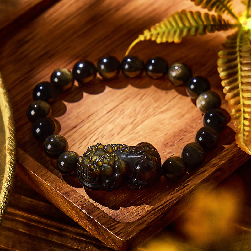 FuAttract Golden Aura Accelerator - Premium Gold Sheen Obsidian Pixiu Bracelet - 10mm - image 10