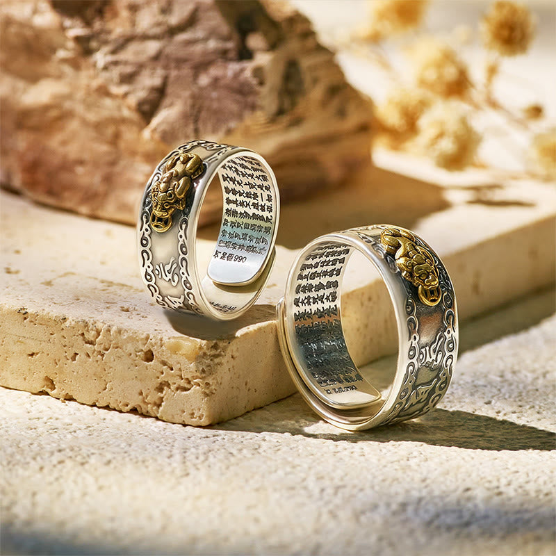 FuAttract Celestial Fortune - Adjustable Silver Pixiu Ring with Sacred Om Mani Mantra - image 2