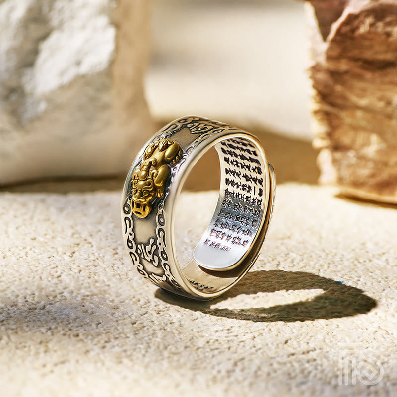 FuAttract Celestial Fortune - Adjustable Silver Pixiu Ring with Sacred Om Mani Mantra - Comfort Fit - image 6