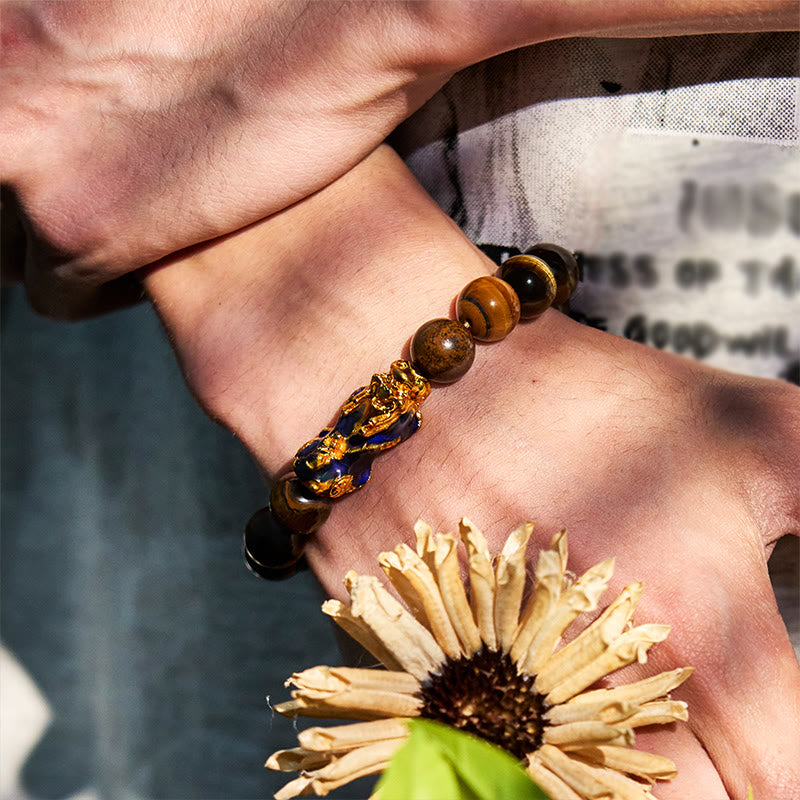 FuAttract Fortune Defender- Handcrafted Tiger's Eye Bracelet with Thermo-Active Pixiu - image 5