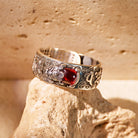 FuAttract Focused Power - Sacred Script Adjustable Silver Garnet Pixiu Ring - image 3