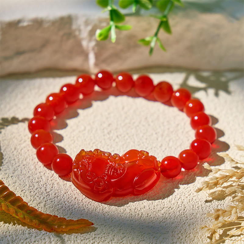 FuAttract Vitality Surge - Natural Red Agate Pixiu Energy Bracelet - 8mm - image 0