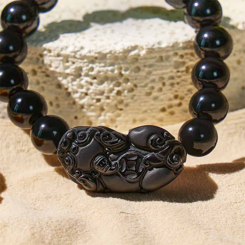 FuAttract Aegis of Shadows - Premium Black Obsidian Pixiu Protection Bracelet - image 3