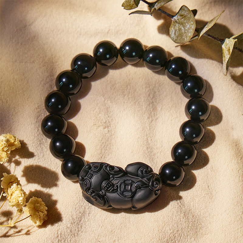 FuAttract Aegis of Shadows - Premium Black Obsidian Pixiu Protection Bracelet - image 1