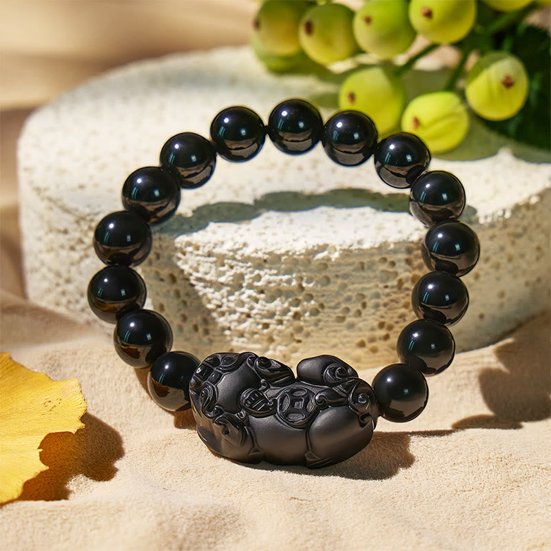 FuAttract Aegis of Shadows - Premium Black Obsidian Pixiu Protection Bracelet - 10mm - image 0