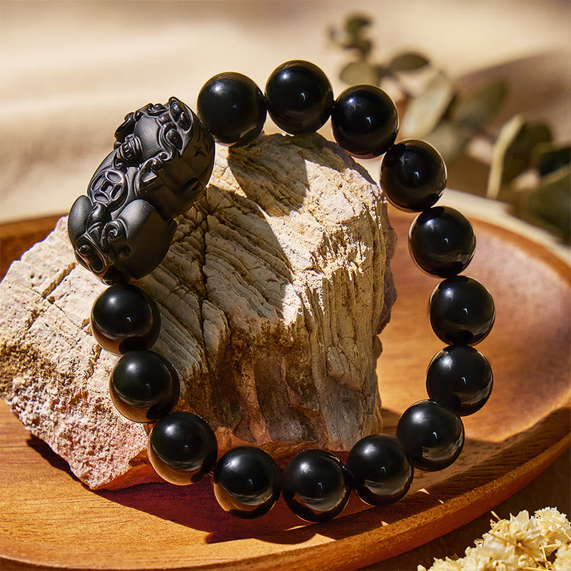 FuAttract Aegis of Shadows - Premium Black Obsidian Pixiu Protection Bracelet - image 1