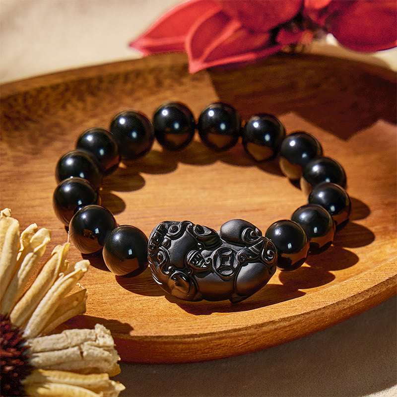 FuAttract Aegis of Shadows - Premium Black Obsidian Pixiu Protection Bracelet - 12mm - image 10