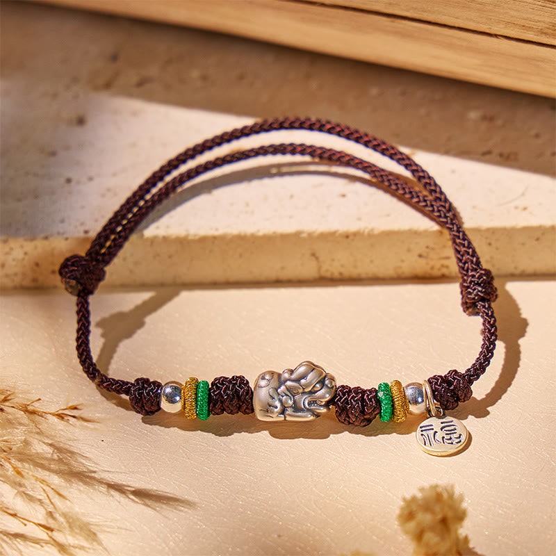 Fuattract Prosperity Braid - Hand-Knotted Fu Charm Silver Pixiu String Bracelet - image 12
