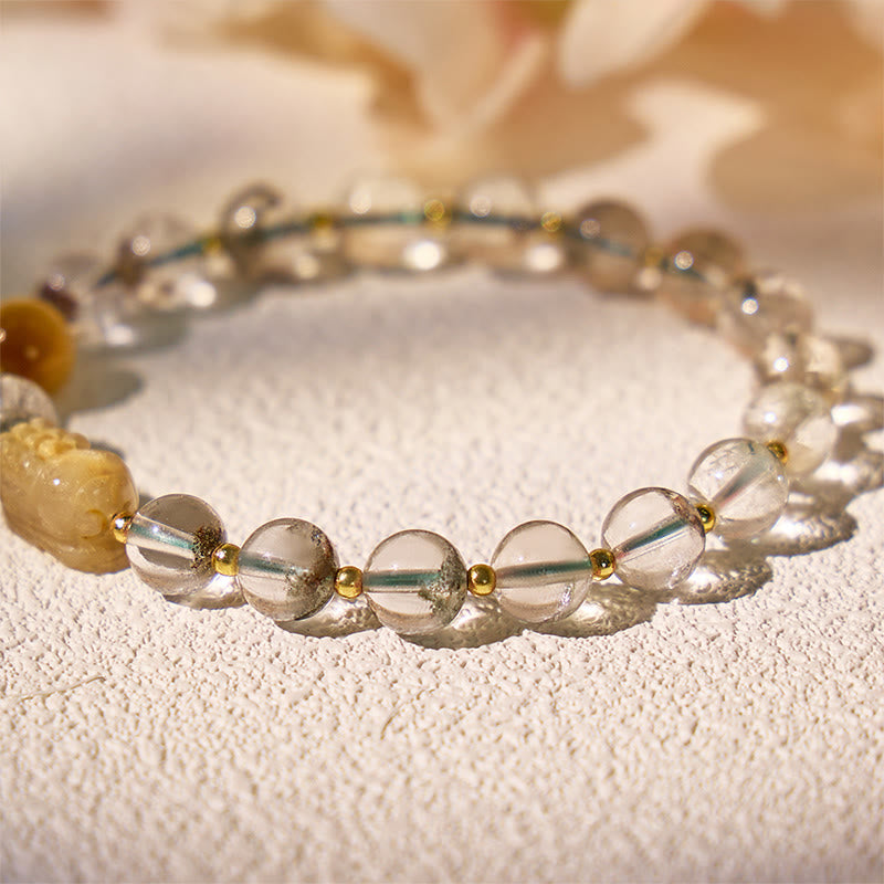 FuAttract Powerhouse of Prosperity - Gold Rutilated Pixiu Green Phantom Energy Bracelet - image 4