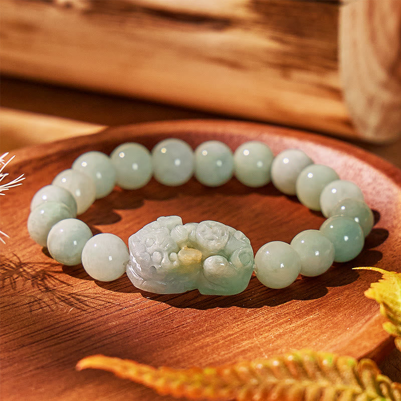 FuAttract Wealth Guardian - Natural Hand-Knotted Jade Pixiu Bracelet - image 1