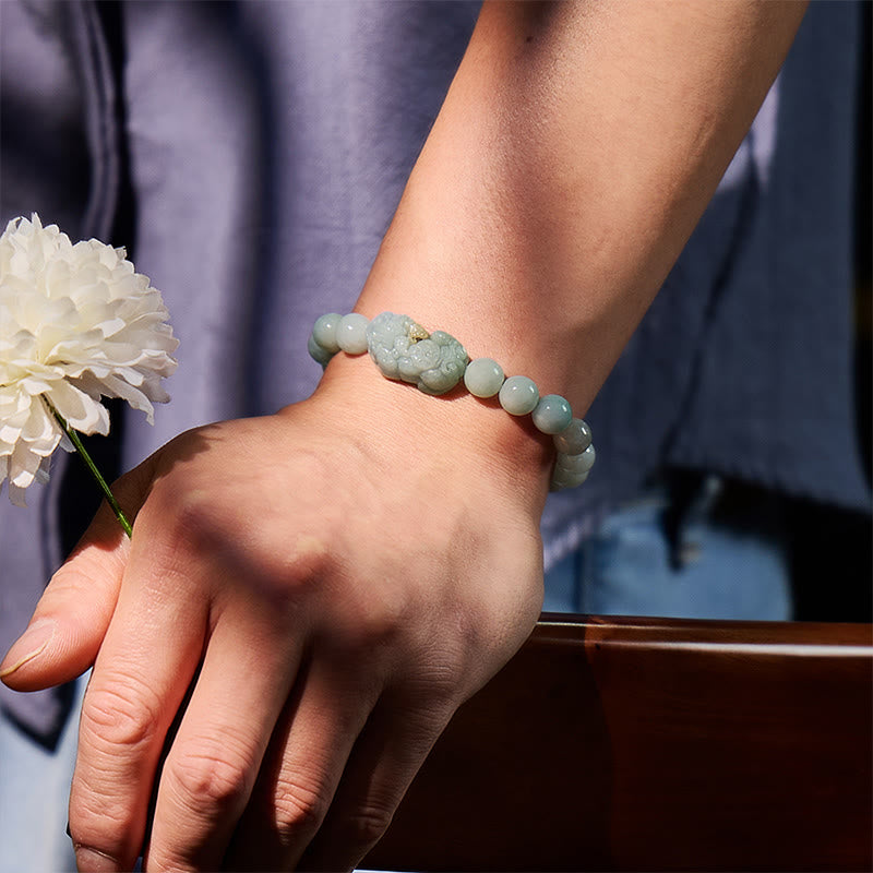 FuAttract Wealth Guardian - Natural Hand-Knotted Jade Pixiu Bracelet - image 5