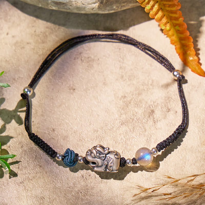 FuAttract Blossom Harmony - Sterling Silver Pixiu Strawberry Quartz Bead Braided Bracelet - image 12