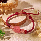 FuAttract Pink Craftsman - Adjustable Handwoven Strawberry Quartz Pixiu String Bracelet - Strawberry Quartz - image 0