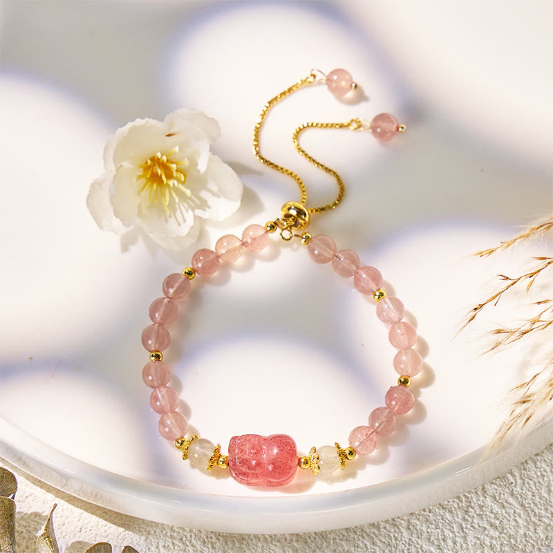 FuAttract Abundance & Healing Crystal Bracelet – Aquamarine, Strawberry Quartz & Pixiu - image 17