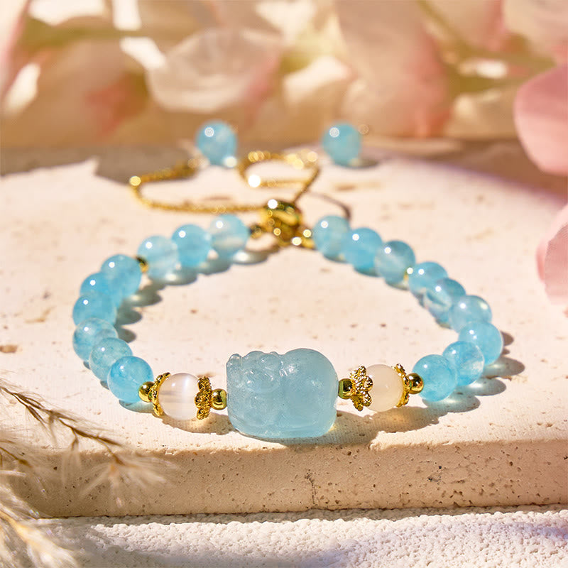 FuAttract Abundance & Healing Crystal Bracelet – Aquamarine, Strawberry Quartz & Pixiu - image 11
