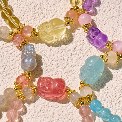 FuAttract Abundance & Healing Crystal Bracelet – Aquamarine, Strawberry Quartz & Pixiu - image 8