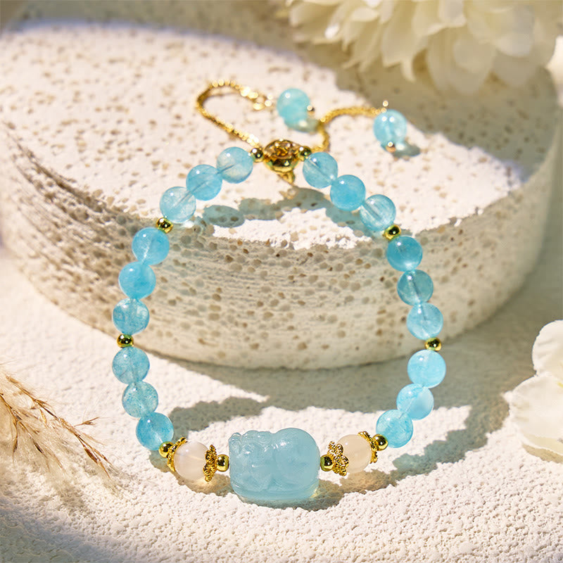 FuAttract Abundance & Healing Crystal Bracelet – Aquamarine, Strawberry Quartz & Pixiu - Aquamarine - image 10
