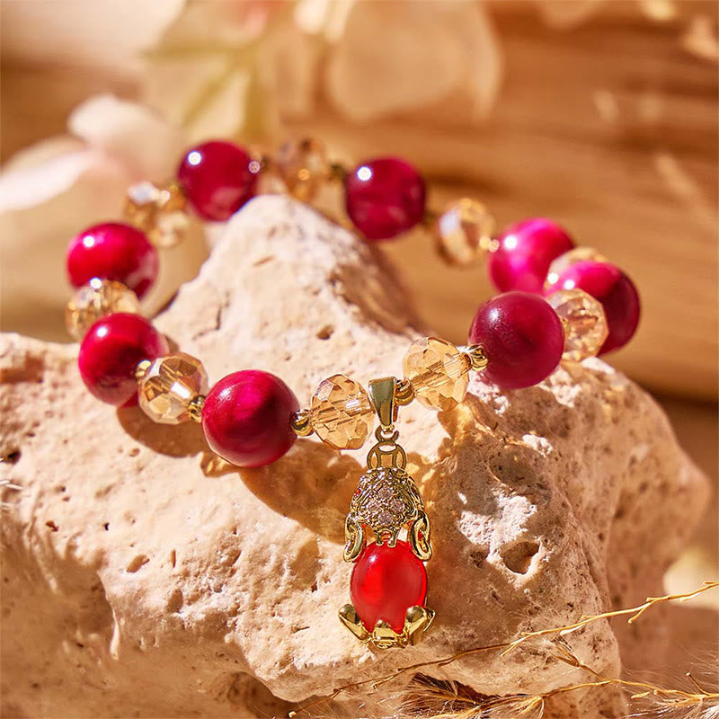 FuAttract Lucky Protection & Prosperity - Red Tiger Eye Stone with Pixiu Pendant Bracelet - image 1