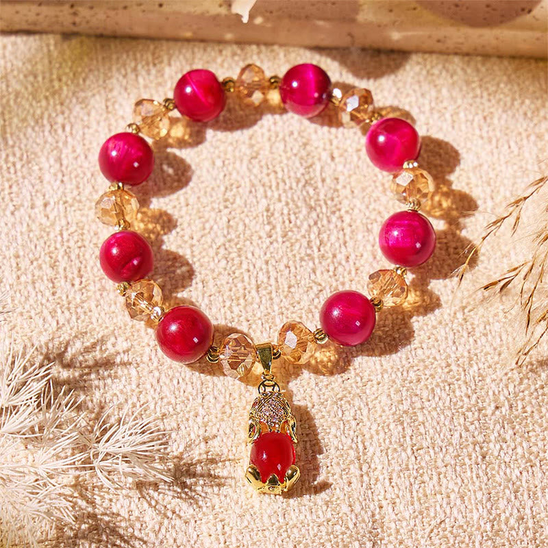 FuAttract Lucky Protection & Prosperity - Red Tiger Eye Stone with Pixiu Pendant Bracelet - image 2