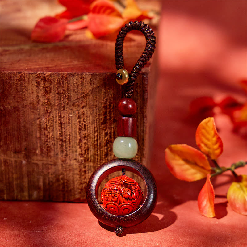 FuAttract Protection & Harmony - Cinnabar Sandalwood Om Mani Padme Hum Pixiu Key Chain - image 9