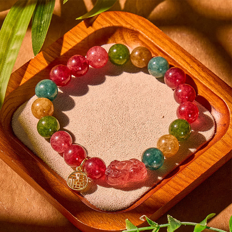	 FuAttract Prosperity Flow – Pixiu Charm Tourmaline Protection Bracelet - 10mm - image 0