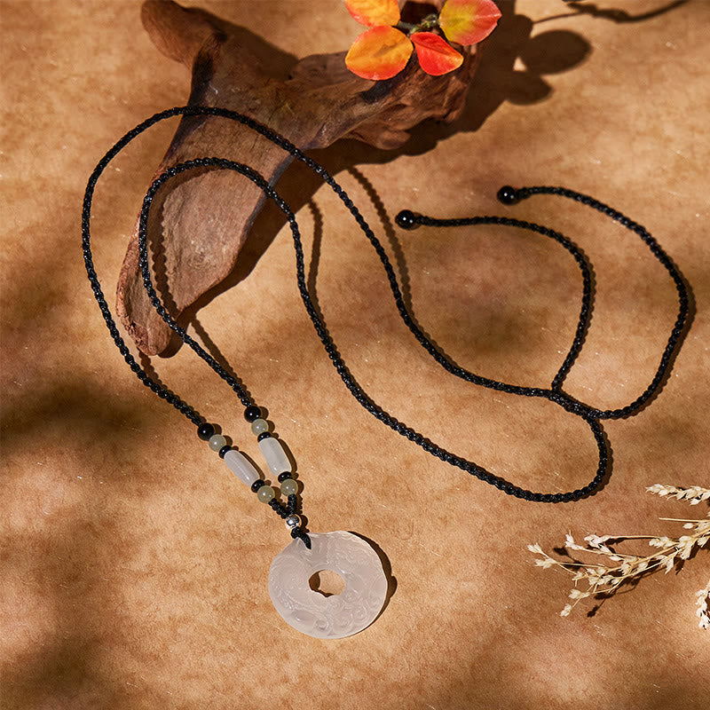 FuAttract Ping An Keeper - White Chalcedony Protection Necklace with Black Braided Cord - image 2