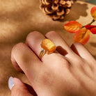 FuAttract Luxe Guardian - S925 Sterling Silver & Natural Amber Pixiu Ring - image 4