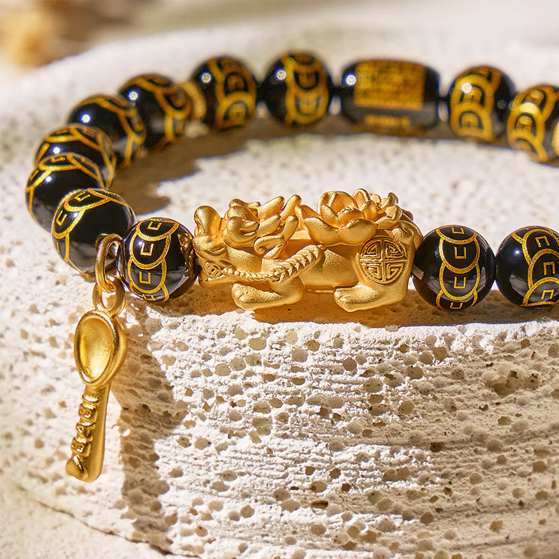 FuAttract Abundance & Energy Shielding Bracelet – Black Onyx 999 Sterling Silver Lotus Pixiu  - image 5