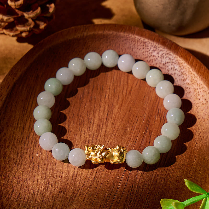 FuAttract Pixiu Wealth Bracelet | Jade & Sterling Silver for Protection and Fortune - 8mm - image 0