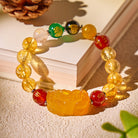 FuAttract God of Wealth Feng Shui Citrine Bracelet with Pixiu & Agate - 10mm - image 0