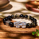FuAttract Wealth & Prosperity Feng Shui Bracelet Pure Silver Pixiu with Golden Obsidian - image 1
