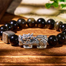 FuAttract Wealth & Prosperity Feng Shui Bracelet Pure Silver Pixiu with Golden Obsidian - image 4