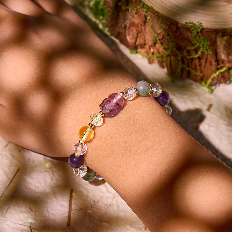 FuAttract Confidence, Protection & Abundance – Natural Citrine Amethyst Moss Agate Pixiu Bracelet - image 3