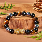 FuAttract Triple Guardian Bracelet – Pixiu + Tiger Eye, Terahertz & Black Obsidian - image 1
