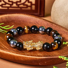 FuAttract Triple Guardian Bracelet – Pixiu + Tiger Eye, Terahertz & Black Obsidian - 10mm - image 0