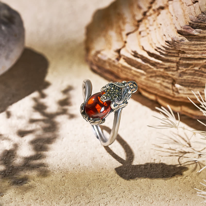 FuAttract Vitality & Protection Pixiu Ring – Natural Garnet with 925 Silver - image 3
