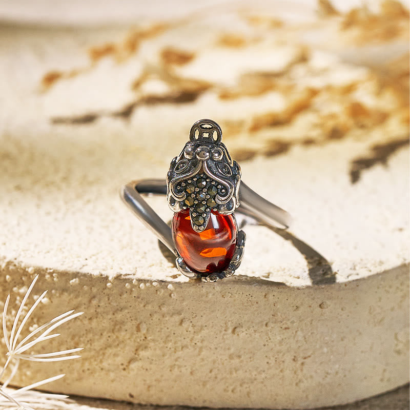 FuAttract Vitality & Protection Pixiu Ring – Natural Garnet with 925 Silver - Garnet - image 0