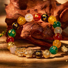 FuAttract Luck and Prosperity Multi-Color Agate Pixiu Bracelet with Om Mani Padme Hum Beads - image 1