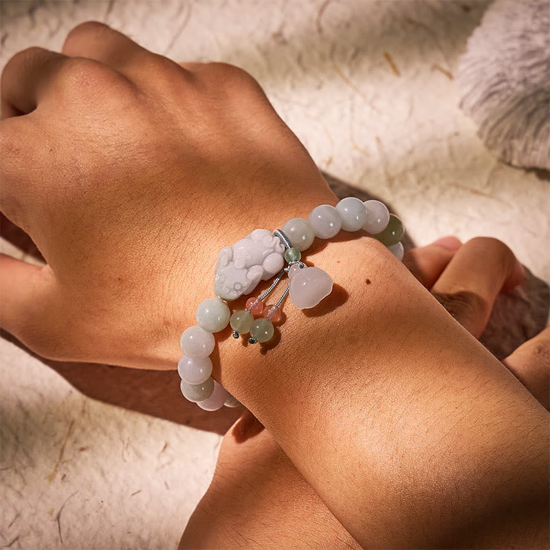 FuAttract Protection & Luck Pixiu Bracelet – Jade Lotus Seed Beads - image 3