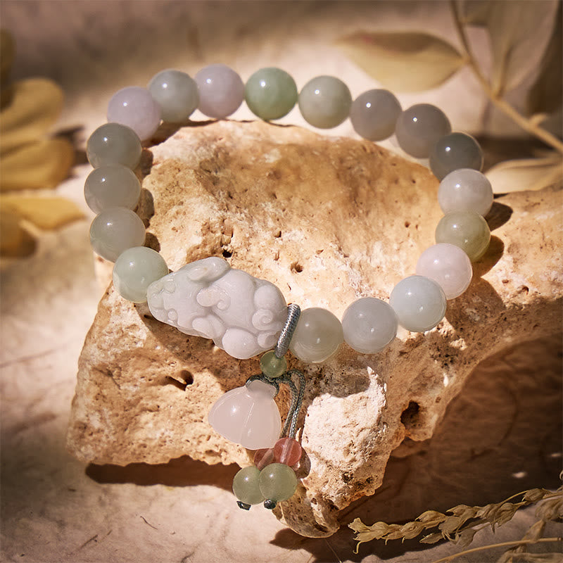 FuAttract Protection & Luck Pixiu Bracelet – Jade Lotus Seed Beads - image 1