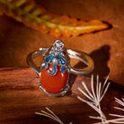 FuAttract Fortune Flow – Adjustable Sterling Silver South Red Agate Pixiu Ring - South Red Agate+Silver - image 0