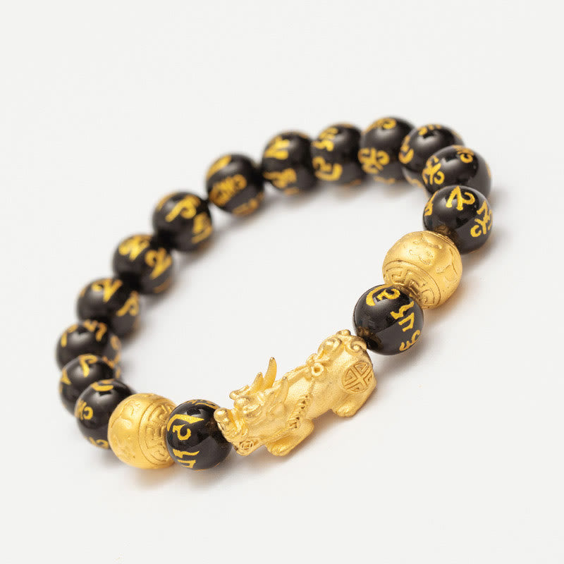 FuAttract Abundance & Protection – Black Onyx Om Mani Padme Hum Beads Pixiu Bracelet - image 12