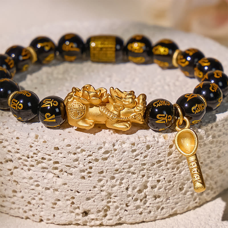 FuAttract Abundance & Protection Shielding Bracelet – Black Onyx  Om Mani Padme Hum 999 Sterling Silver Lotus Pixiu - image 5