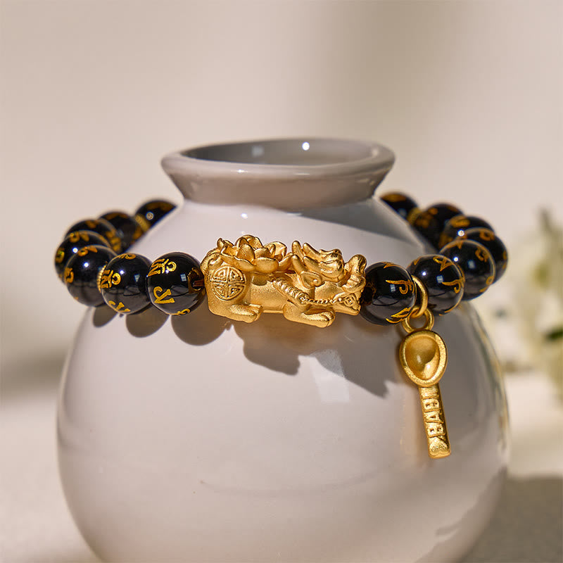 FuAttract Abundance & Protection Shielding Bracelet – Black Onyx  Om Mani Padme Hum 999 Sterling Silver Lotus Pixiu - image 2