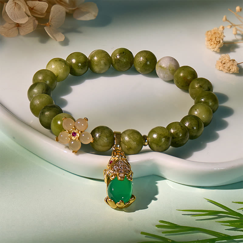 FuAttract Prosperity Harmony Power - Southern Jade Pixiu Bracelet with Hetian Jade Plum Blossom Accents - 8mm - image 0