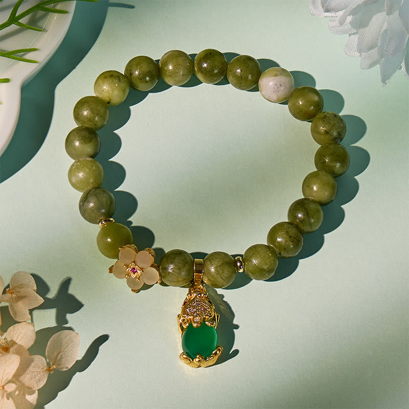 FuAttract Prosperity Harmony Power - Southern Jade Pixiu Bracelet with Hetian Jade Plum Blossom Accents - image 3