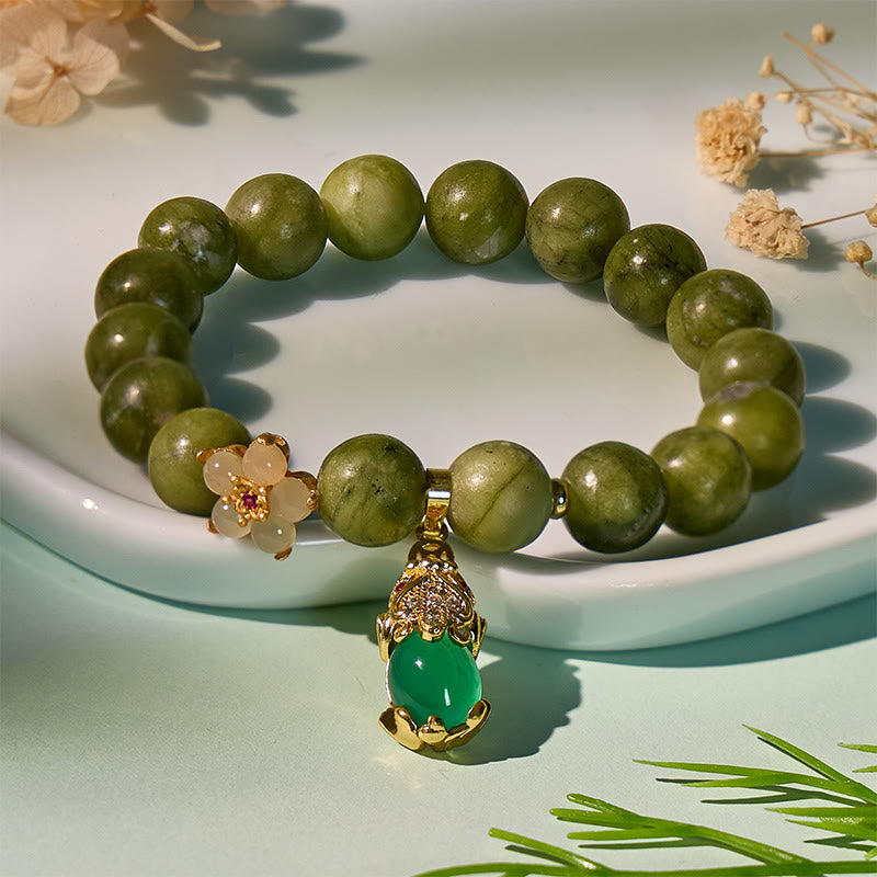 FuAttract Prosperity Harmony Power - Southern Jade Pixiu Bracelet with Hetian Jade Plum Blossom Accents - 10mm - image 8