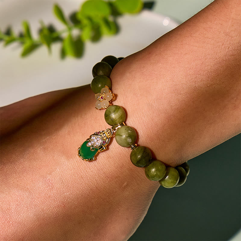 FuAttract Prosperity Harmony Power - Southern Jade Pixiu Bracelet with Hetian Jade Plum Blossom Accents - image 11